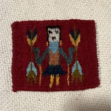 Vintage Zapotec Hand Woven Wool Mini Rug Coaster 4x6