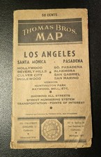 Vintage Thomas Bros. Street Map LOS ANGELES HOLLYWOOD BEVERLY HILLS 1944 L@@K picture