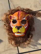 Vintage 1970’s Halloween Mask Lion with Fur Collegeville excellent shape picture