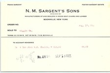 1925 N.M. Sargent's Sons Boonville NY Chair & Lumber Billhea picture