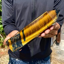 2.14LB Natural Tiger’s eye obelisk quartz crystal point wand healing picture