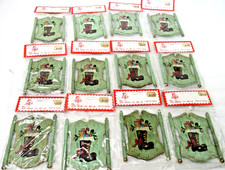 12 vtg Xmas ornaments 1970s New old-stock Colonial wood sign RDL sealed LOT picture