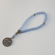 Sky Blue Agate Style Tasbih Bracelet 33 Prayer Beads Spiritual Dhikr Rosary Gift picture