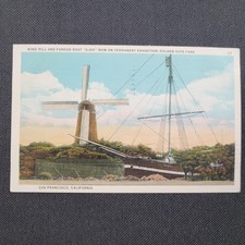 Vintage 1936 Golden Gate Park Windmill Gjoa Ship San Francisco CA Postcard picture