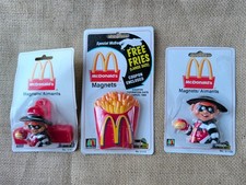 3 Vintage McDonald's Refrigerator Magnets Hamburglar Fries Clip NIP 1999  picture