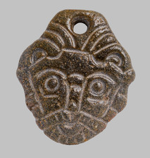 Genuine Ancient Celtic Carved Engraved Deity Face Stone Pendant Amulet Idol COA picture