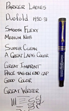 Parker Lady Duofold Lapis Blue Three Banded 14K Flexy Medium Nib Restored picture