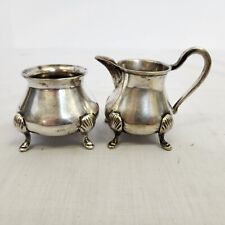 EPNS India Victorian Style Mini Sugar and Creamer Footed Set 3 in. tall picture