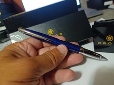 Cross ATX Rollerball Pen ROYAL BLUE AND CHROME $150 New Birthday Dad Mom Gift picture