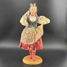 Vintage Polish Folk Art Doll Blonde Woman Handmade Krakow Poland Ethnic Decor picture