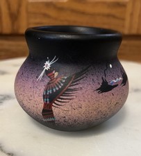 Beautiful Small Hand-Painted Navajo Vase signed by Drake Navajo picture