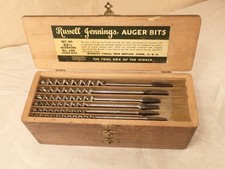 STANLEY RUSSELL JENNINGS No. 100, 13 Auger Bit Set 32 1/2 Qtrs, 3-Tiered Box EXC picture