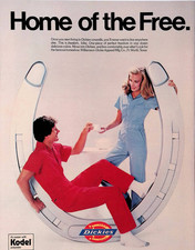 1982 Dickies Coveralls Kodel Polyester Home of the Free Print Ad Life April picture