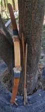 ** VINTAGE NATIVE AMERICAN APACHE SHORT BOW 38 IN 2 ARROWS HANDMADE HTF * picture