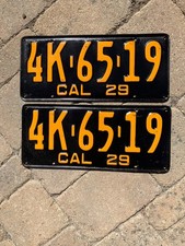 1929 CALIFORNIA LICENSE PLATE PAIR- DMV CLEAR/YOM EXCELLENT CONDITION MODEL A  picture