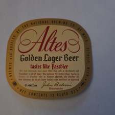 VINTAGE ALTES LAGER BEER 12 OZ BOTTLE LABEL NATIONAL BREWING CO DETROIT MICH picture