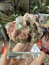 Rhodochrosite, Fluorite & Pyrite on Matrix (Includes Stand) – Peru – 4.8 oz picture