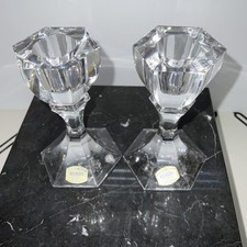 Atlantis Crystal Short Candle Sticks Made In Portugal Signed Weddings Halloween picture