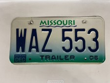 2006 Missouri License Plate Trailer 06 December WAZ 553 picture