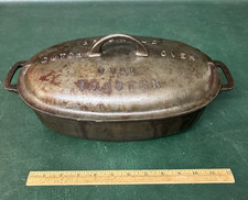 Rare Antique Griswold #3 Cast Iron Dutch Oven Oval Roaster 643 w/ Original Lid picture