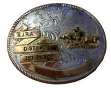 VTG IJRA 1ST PLACE IOWA JUNIOR RODEO ROPING CHAMPIONS TROPHY BELT BUCKLE-COWBOY picture