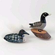 Sculpture Tremblay 2 Ducks Wood Carved Miniature Birds Water Fowl Canada Signed  picture