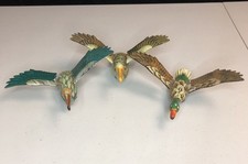 Flying Mallard Duck & Two Pelicans 3 Magnets Movable Wings Artisan Hand Crafted picture
