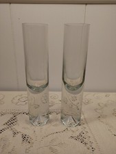2 Vintage Heavy Krosno Poland Art Glass Bud Vase 8-1/8 inch H (Pair) picture
