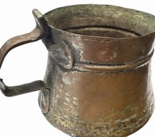 Antique Hand Hammered Copper Vessel Primitive Riveted Folk Art Mug Cup 4