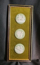 Wedgwood Sage Jasperware 3 Neoclassical Round Cameos Framed Wall Plaque picture
