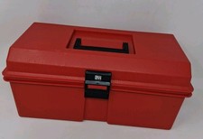 Vintage Akro-Mils Red Plastic Toolbox Tool Box USA w Handle picture