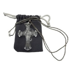 Waterford Crystal Cross Necklace w/ Sterling Silver 925 Chain Religious Pendant picture