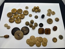 Vintage Wooden Buttons Some Shank Sewing Lot of 48 Mixed Boho picture