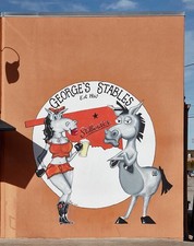 Photo:Stillwater Oklahoma 2020 George's Stables mural donkey horse sign picture