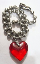 vintage pre Loved faux ruby red Lucite heart pendant necklace jewelry 54817 picture