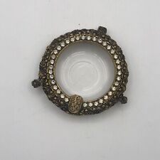 Celeste 1970’s Gold Metal And Crystal Footed Glass Ashtray Trinket Dish picture