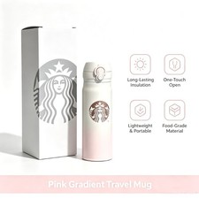 Starbucks Pink White Gradient Thermos Bottle 17oz Insulated Stainless Steel picture