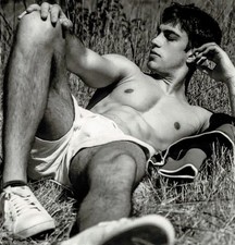 Athletic Man Reclining in a Field 4x6 reprint Gay Gentleman's collection picture