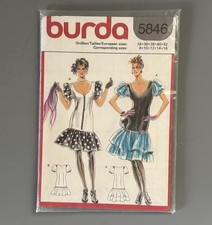 Vintage 1980s German BURDA Sewing Pattern 5846 Drop Waist DRESS New Sz 8-16 picture