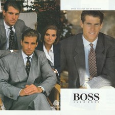VTG 1988 Hugo Boss Fashion Suits Original French 2-Pg Print Ad 21x28cm VOG 107 picture