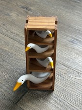 Set of 4 Avon 1980s Ceramic Goose Geese Swan Duck Measuring Spoons W/ Stand picture