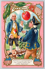 George Washington Father I Cannot Tell A Lie Cherry Tree Hatchet Postcard UNP picture