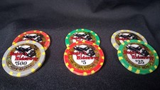 Bugsy's Hideaway Casino $5, $25, $500 6 Poker Chips Las Vegas Collectible picture