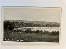 Postcard Plymouth Tobago Beach Shore Line Meadow Palm Trees Real Photo RPPC picture