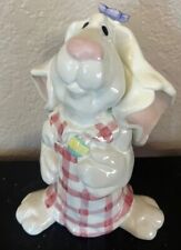 Ceramic Easter Bunny In Pink Apron with High Gloss Finish 9