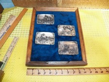 1980s Charles M. Russell Limited Edition Belt Buckle Set of 4 w/ Display Case picture