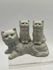 VINTAGE MOMMA CAT WITH KITTEN SALT AND PEPPER SHAKERS READ COLD PAINTED picture