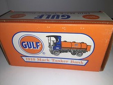 1996 ERTL GULF OIL 1910 MACK TANKER molded coin piggy bank NIB picture
