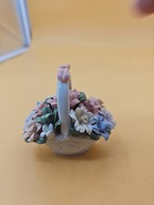DECORATIVE PORCELAIN BOUQUET BASKET OF FLOWERS ART 3