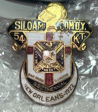 Masonic Knights Templar Pin Siloam Commandery No 54 Oak Park IL New Orleans 1922 picture
